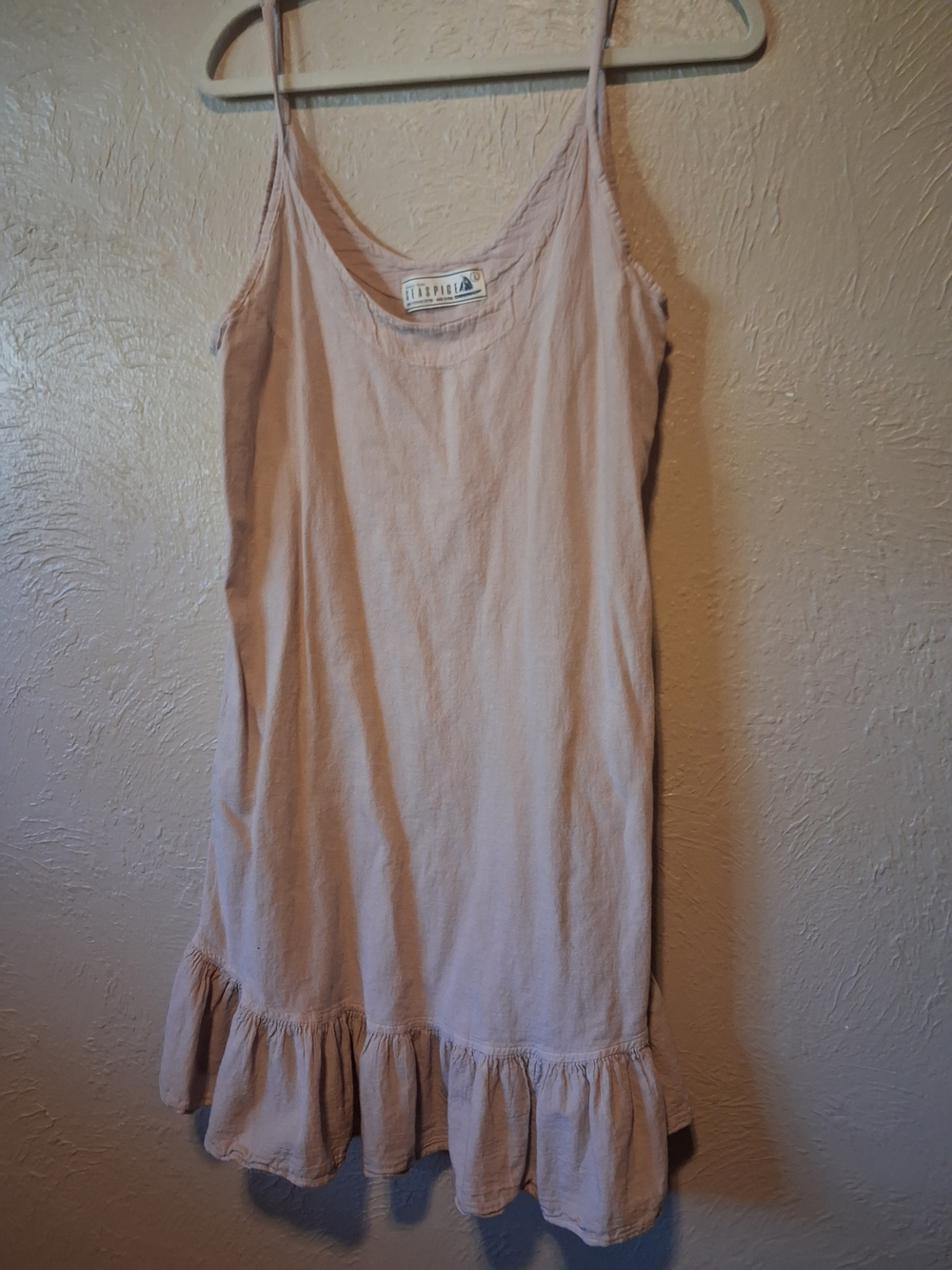 Light Dusty Rose Ruffle-Hem Mini Tank Dress